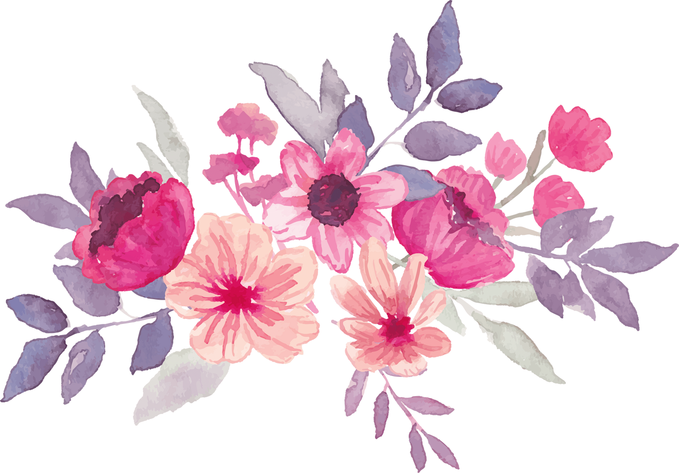 Pink Flowers with Leaves